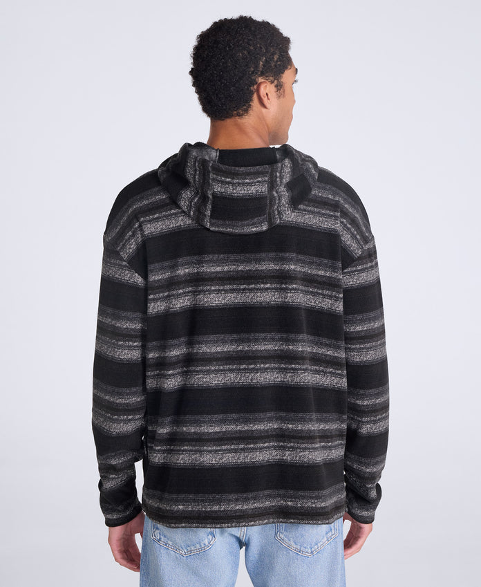 Ollie Men’s Half-Zip Stripe Hoodie - Black