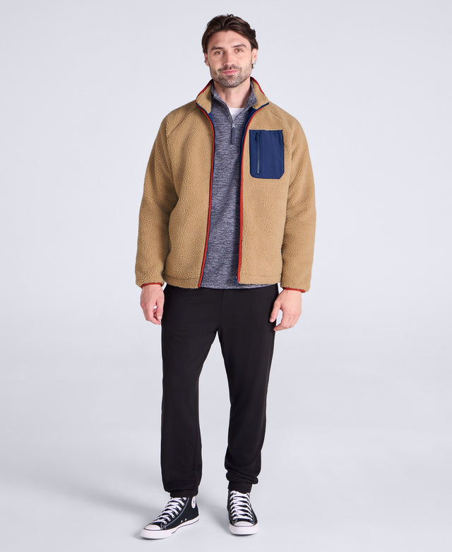 Bailey Mens Patch Pocket Borg Jacket - Beige