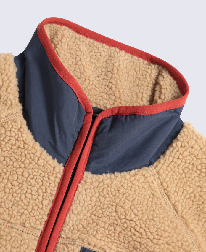Bailey Mens Patch Pocket Borg Jacket - Beige