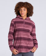 Rosie Womens Half-Zip Stripe Hoodie - Pink