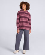 Rosie Womens Half-Zip Stripe Hoodie - Pink