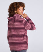 Rosie Womens Half-Zip Stripe Hoodie - Pink