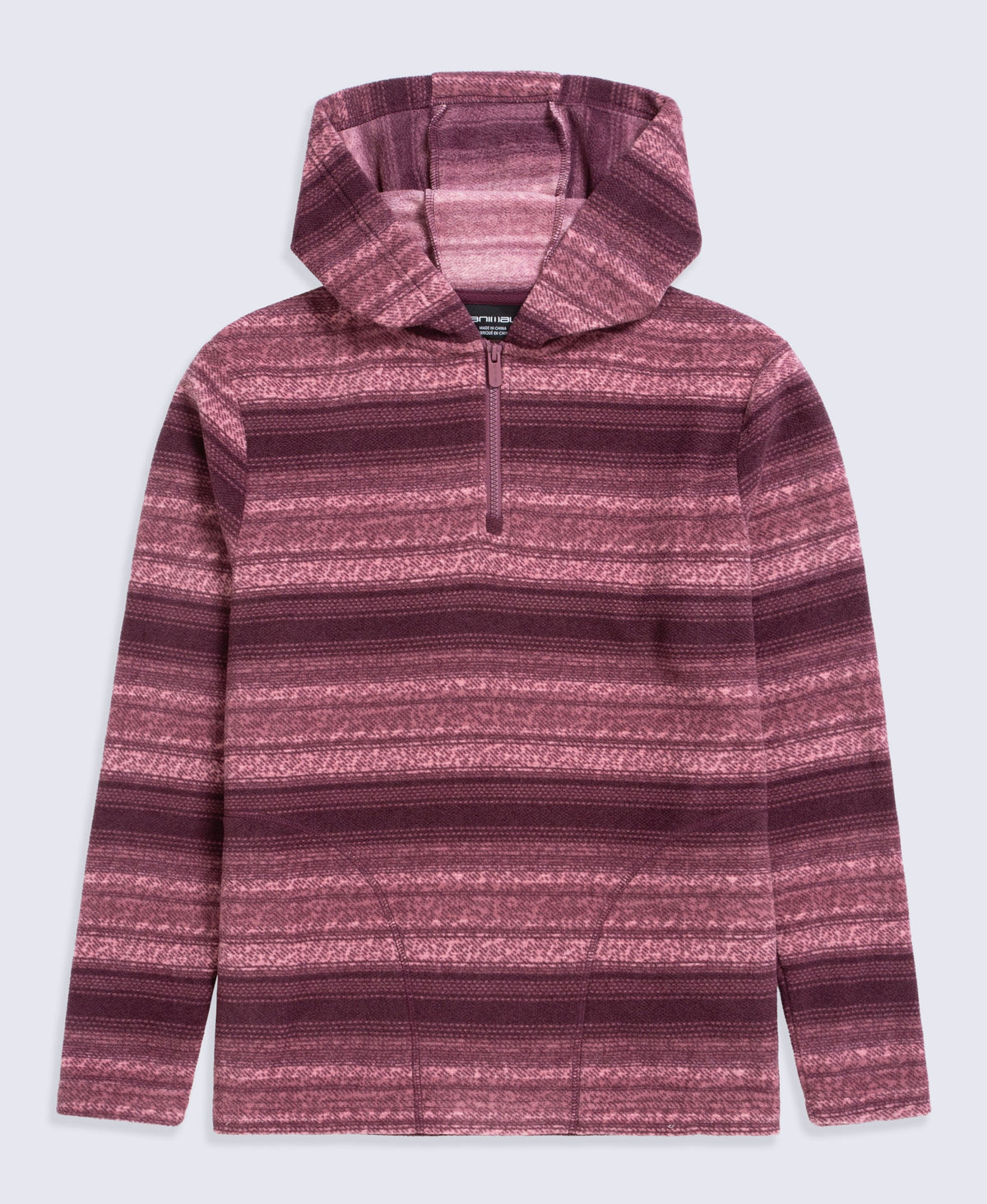 Rosie Womens Half-Zip Stripe Hoodie - Pink
