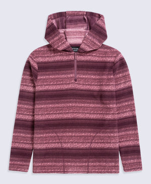 Rosie Womens Half-Zip Stripe Hoodie - Pink
