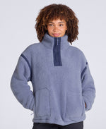 Emberly Womens Contrast Binding Teddy Fleece - Light Grey