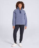 Emberly Womens Contrast Binding Teddy Fleece - Light Grey