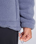 Emberly Womens Contrast Binding Teddy Fleece - Light Grey