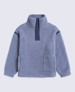 Emberly Womens Contrast Binding Teddy Fleece - Light Grey
