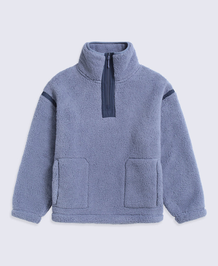 Emberly Womens Contrast Binding Teddy Fleece - Light Grey