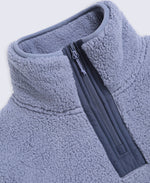Emberly Womens Contrast Binding Teddy Fleece - Light Grey