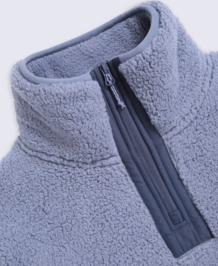 Emberly Womens Contrast Binding Teddy Fleece - Light Grey