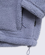 Emberly Womens Contrast Binding Teddy Fleece - Light Grey