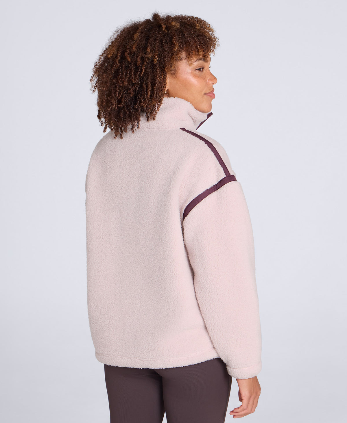 Emberly Womens Contrast Binding Teddy Fleece - Pink