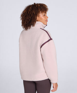 Emberly Womens Contrast Binding Teddy Fleece - Pink