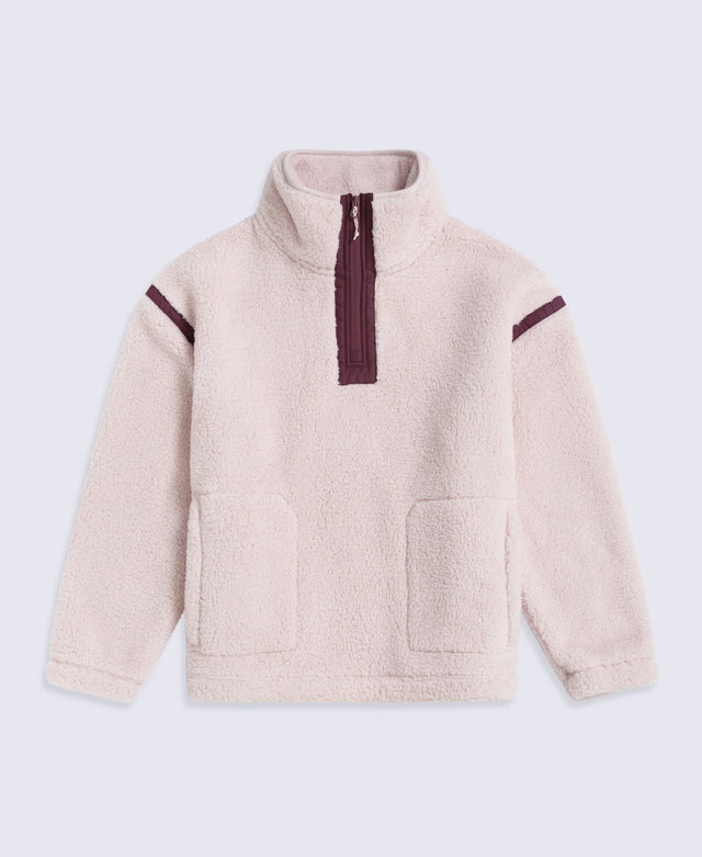 Emberly Womens Contrast Binding Teddy Fleece - Pink