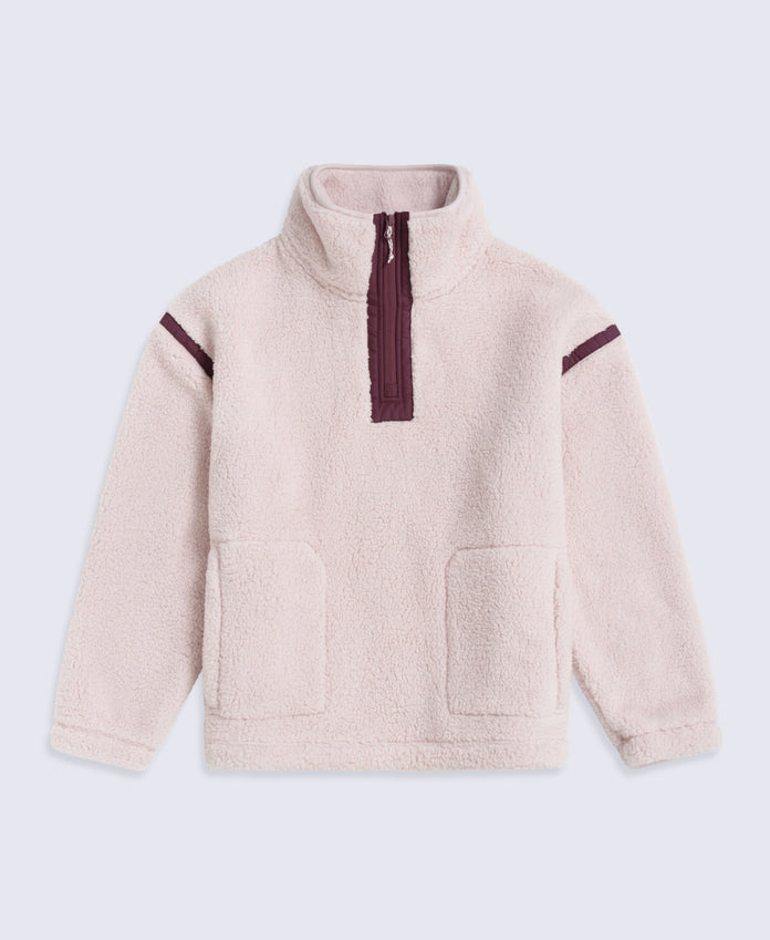 Emberly Womens Contrast Binding Teddy Fleece - Pink