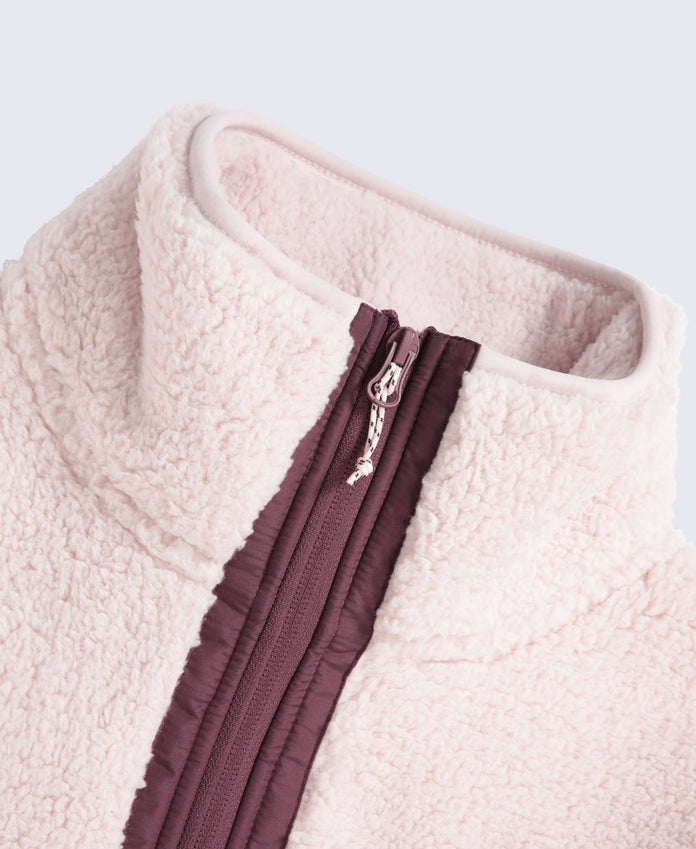 Emberly Womens Contrast Binding Teddy Fleece - Pink