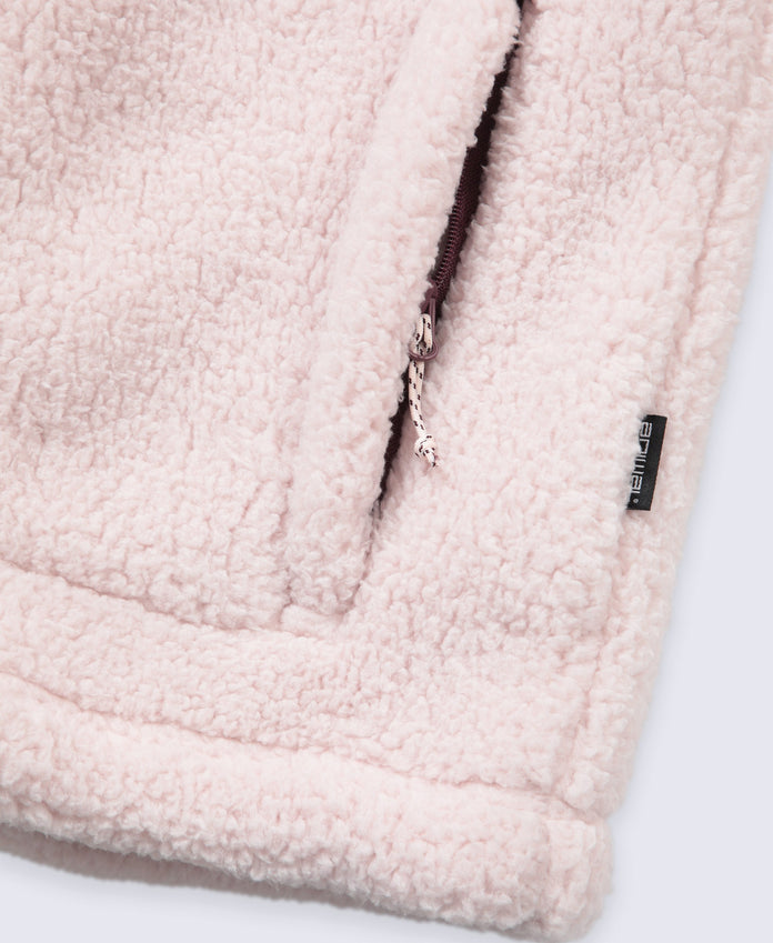 Emberly Womens Contrast Binding Teddy Fleece - Pink