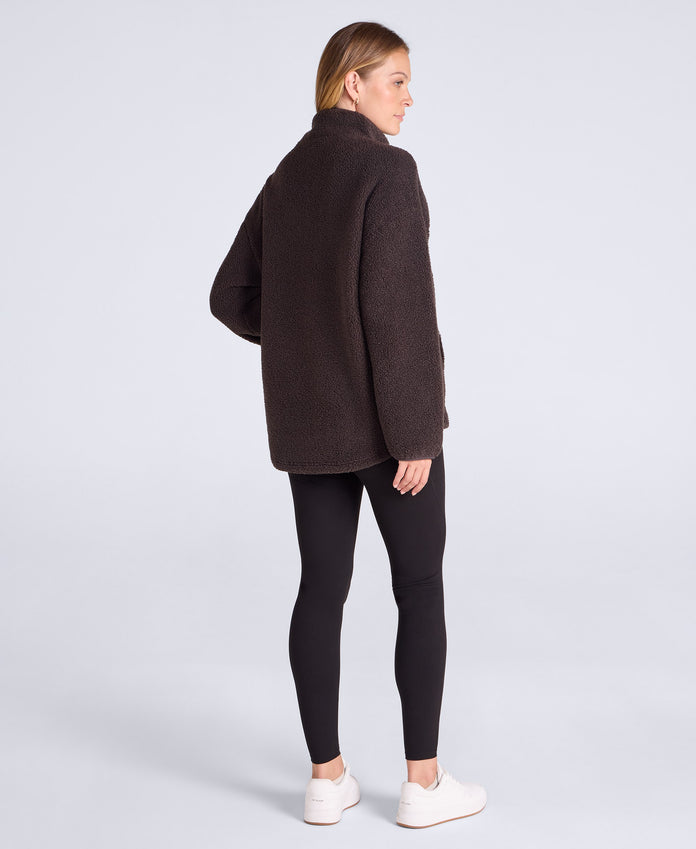 Mena Boucle Zip Front Fleece - Brown
