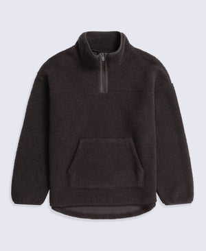 Mena Boucle Zip Front Fleece - Brown