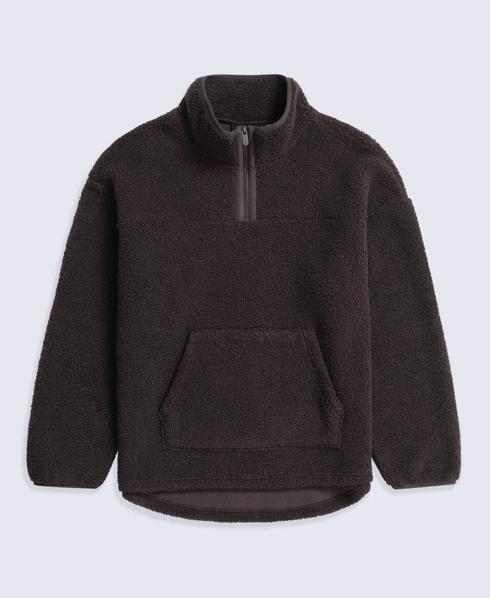 Mena Boucle Zip Front Fleece - Brown