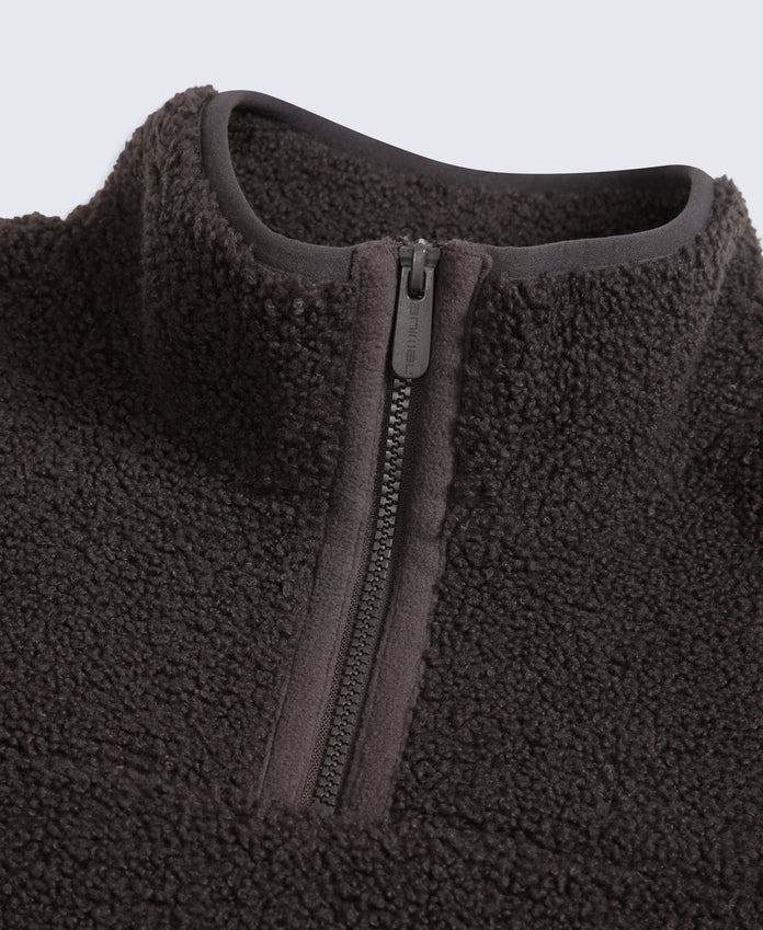 Mena Boucle Zip Front Fleece - Brown