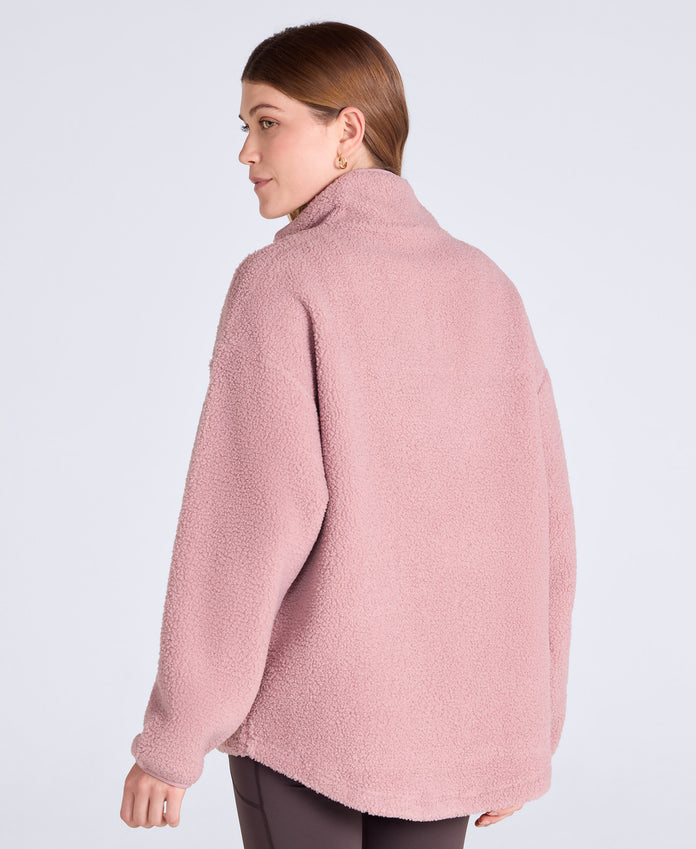 Mena Boucle Zip Front Fleece - Light Pink