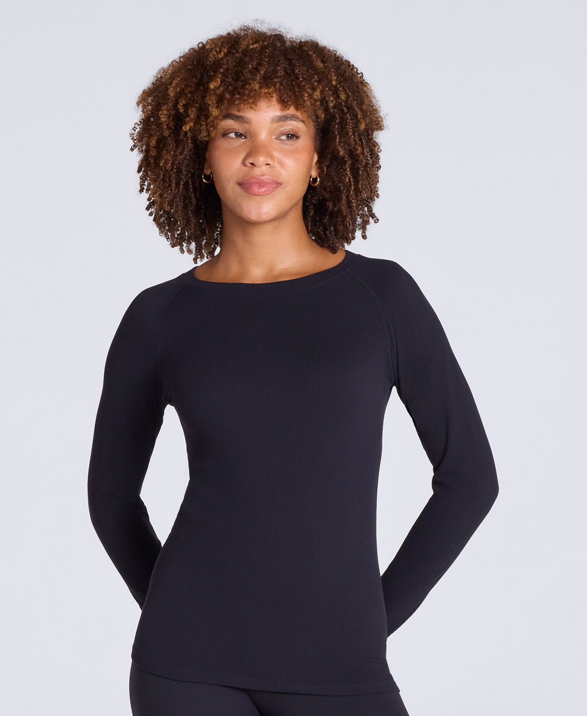 Carmel Women’s Seamless Ribbed Long Sleeve Top - Black