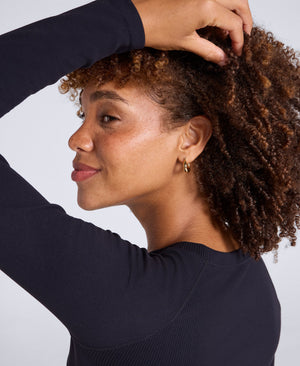 Carmel Women’s Seamless Ribbed Long Sleeve Top - Black