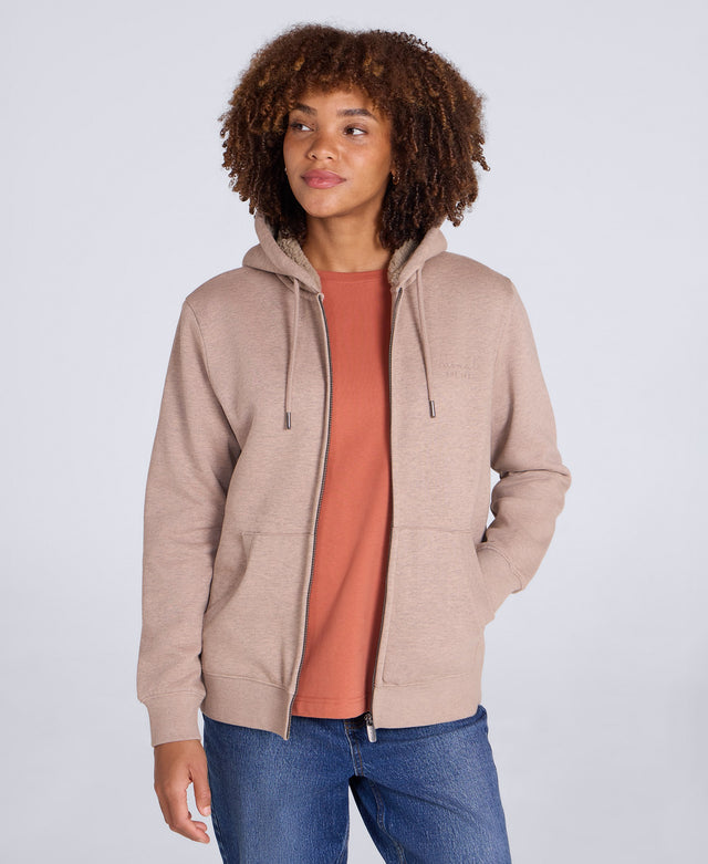 Zuri Womens Sherpa Lined Hoodie - Beige