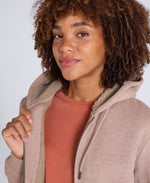 Zuri Womens Sherpa Lined Hoodie - Beige