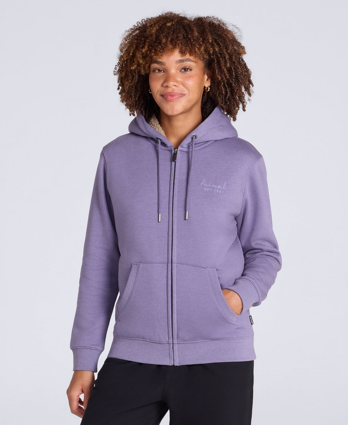 Zuri Womens Sherpa Lined Hoodie - Blue