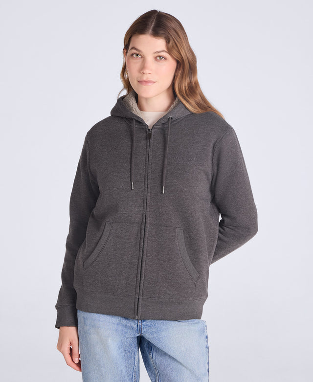 Zuri Womens Sherpa Lined Hoodie - Brown