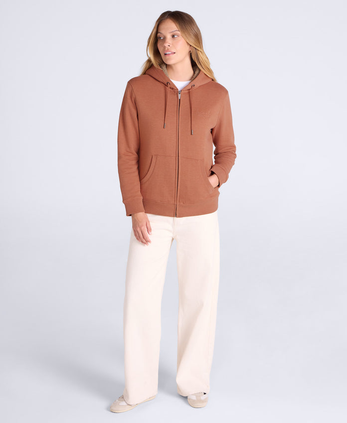 Zuri Womens Sherpa Lined Hoodie - Rust