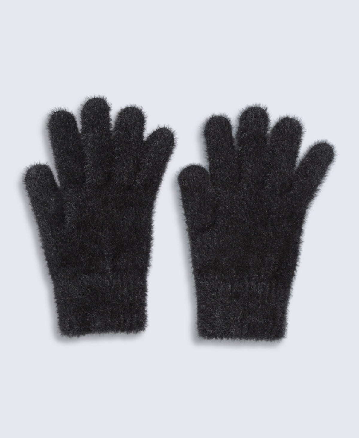 Womens Fluffy Unlined Gloves - Black