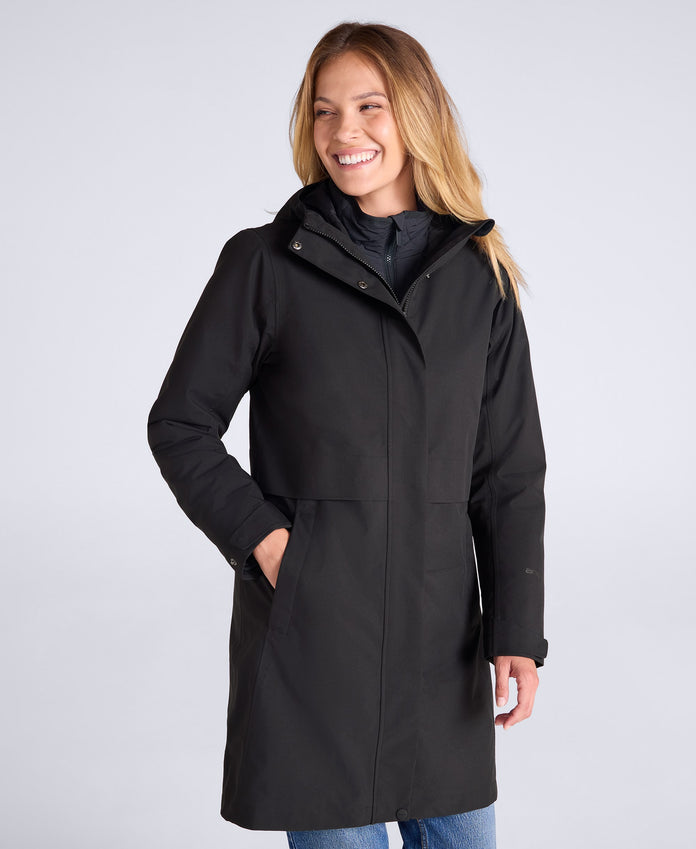 Luna Women’s 3-in-1 Long Waterproof Jacket - Black
