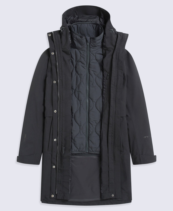 Luna Women’s 3-in-1 Long Waterproof Jacket - Black