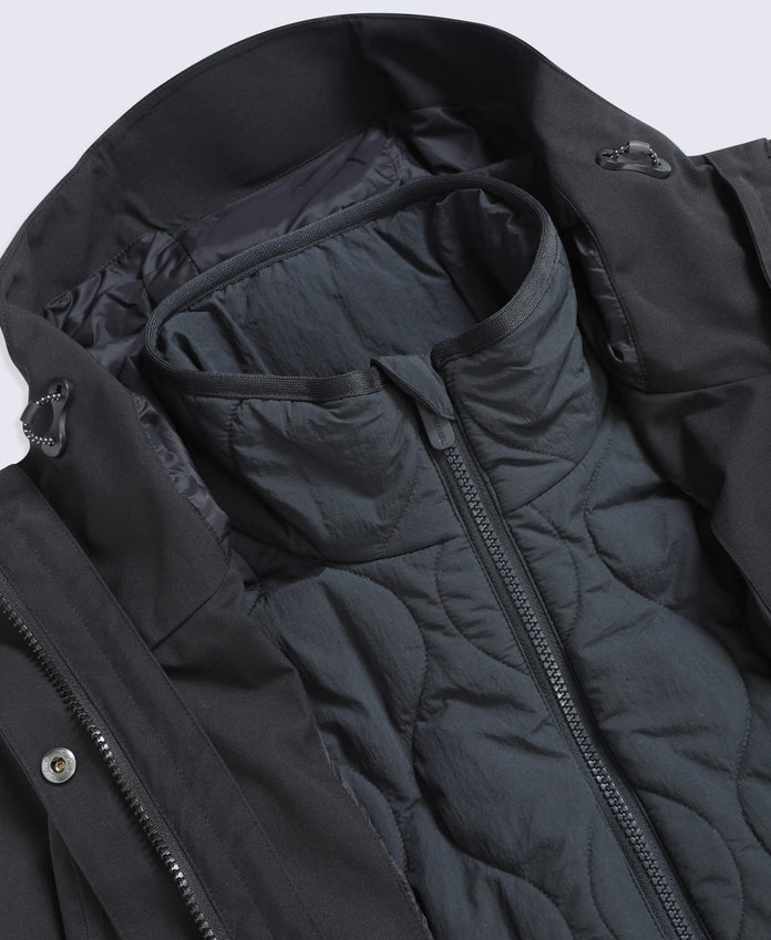 Luna Women’s 3-in-1 Long Waterproof Jacket - Black
