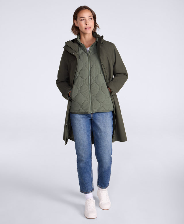 Luna Womens 3 in 1 Long Waterproof Jacket - Khaki