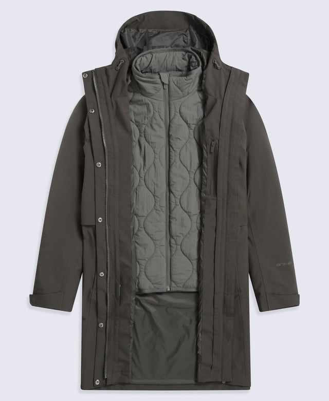 Luna Womens 3 in 1 Long Waterproof Jacket - Khaki
