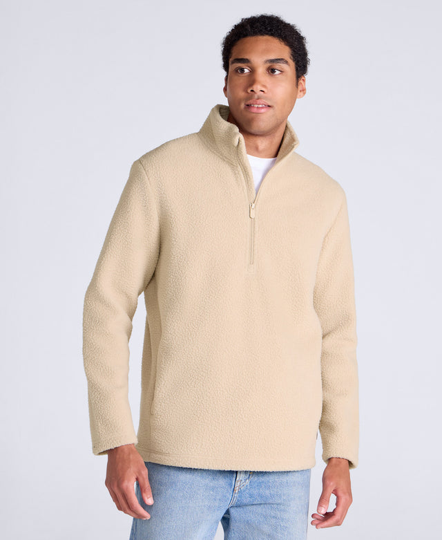 Ted Mens Borg Half Zip Fleece - Beige