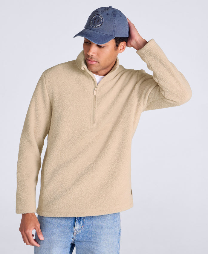 Ted Mens Borg Half Zip Fleece - Beige