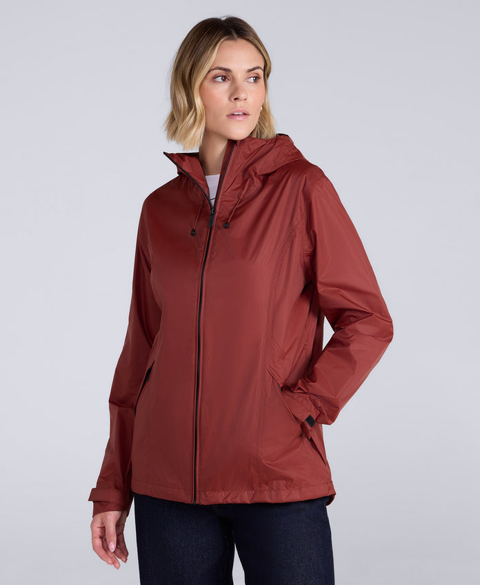 Swerve Womens Lightweight Waterproof Jacket - Rust