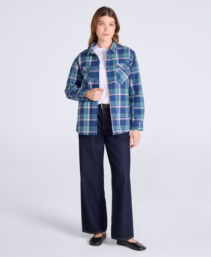 Seth Womens Fleece Bonded Shacket - Blue
