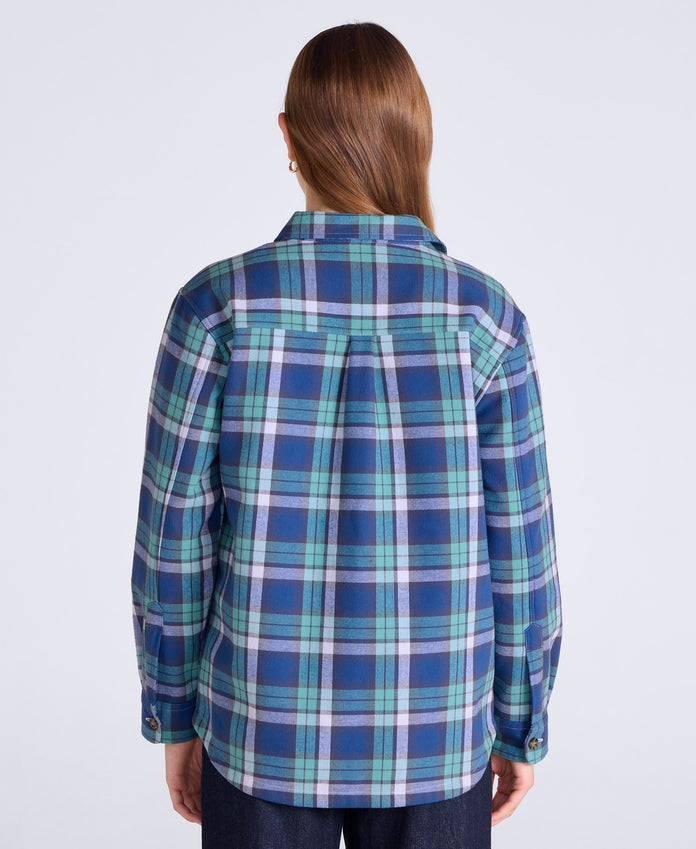 Seth Womens Fleece Bonded Shacket - Blue
