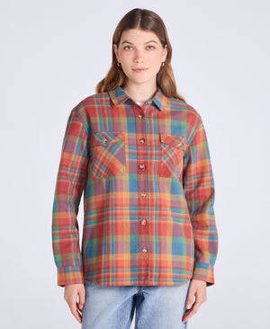 Seth Womens Fleece Bonded Shacket - Burnt Orange