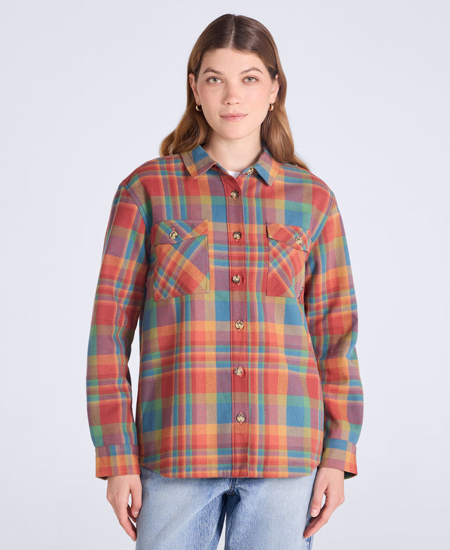 Seth Womens Fleece Bonded Shacket - Burnt Orange