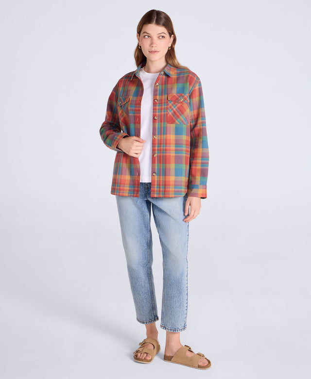 Seth Womens Fleece Bonded Shacket - Burnt Orange