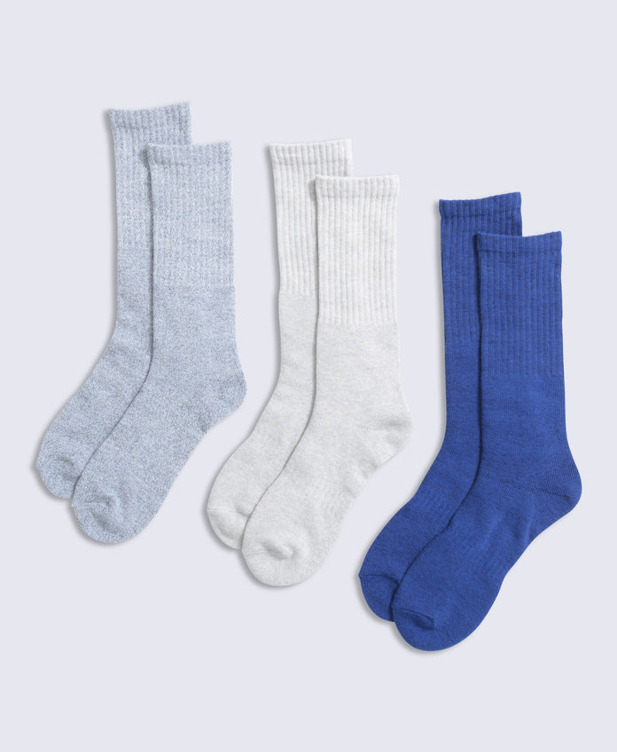 Rory Mens Outdoor Mid-Calf Socks 3 Pack - Blue