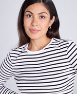 Evo Stripe Rib Womens Crew Long Sleeve Top - Jet Black